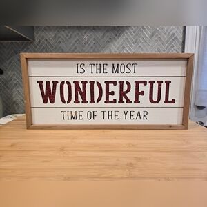 Wooden Framed Holiday Sign - Like New